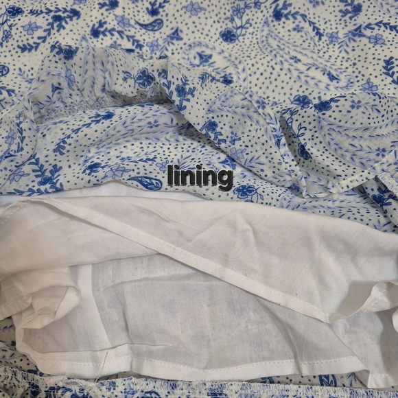 Sugarlips Blue & White Adjustable Spaghetti Strap Ruffle Hem Mini Dress, Medium - Picture 11 of 11